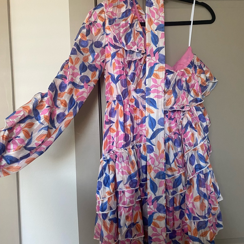 One shoulder party dress with belt- size large
